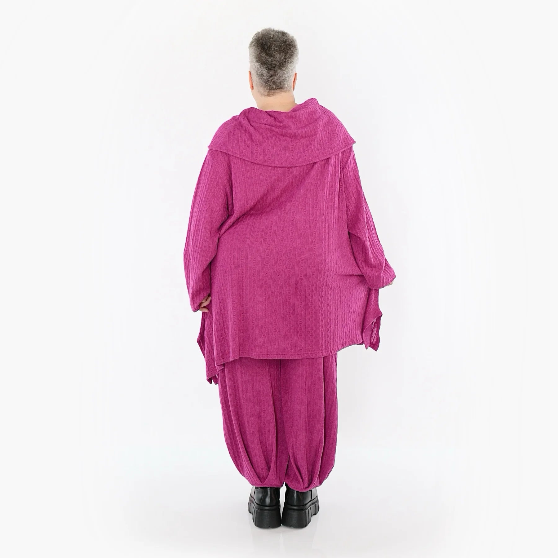 A-Form Bigshirt von AKH Fashion aus Materialmix, 1532.07145, Fuchsia, Wellen, Ausgefallen