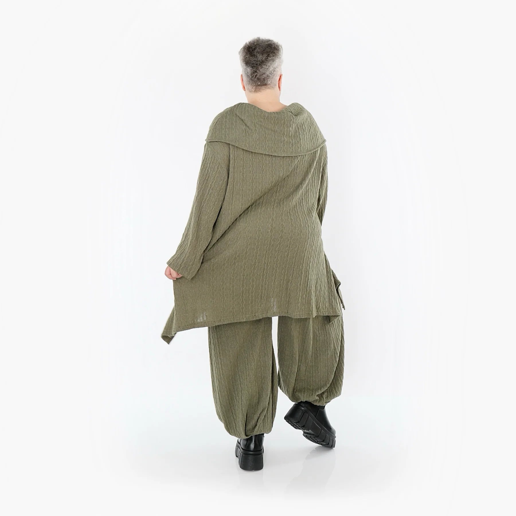  A-Form Bigshirt von AKH Fashion aus Materialmix, 1532.07145, Olive, Wellen, Ausgefallen