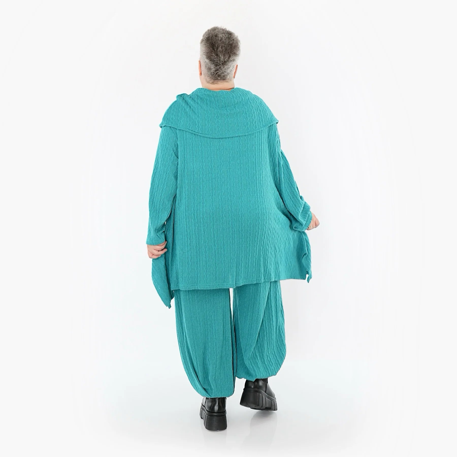  A-Form Bigshirt von AKH Fashion aus Materialmix, 1532.07145, PetrolBlau, Wellen, Ausgefallen