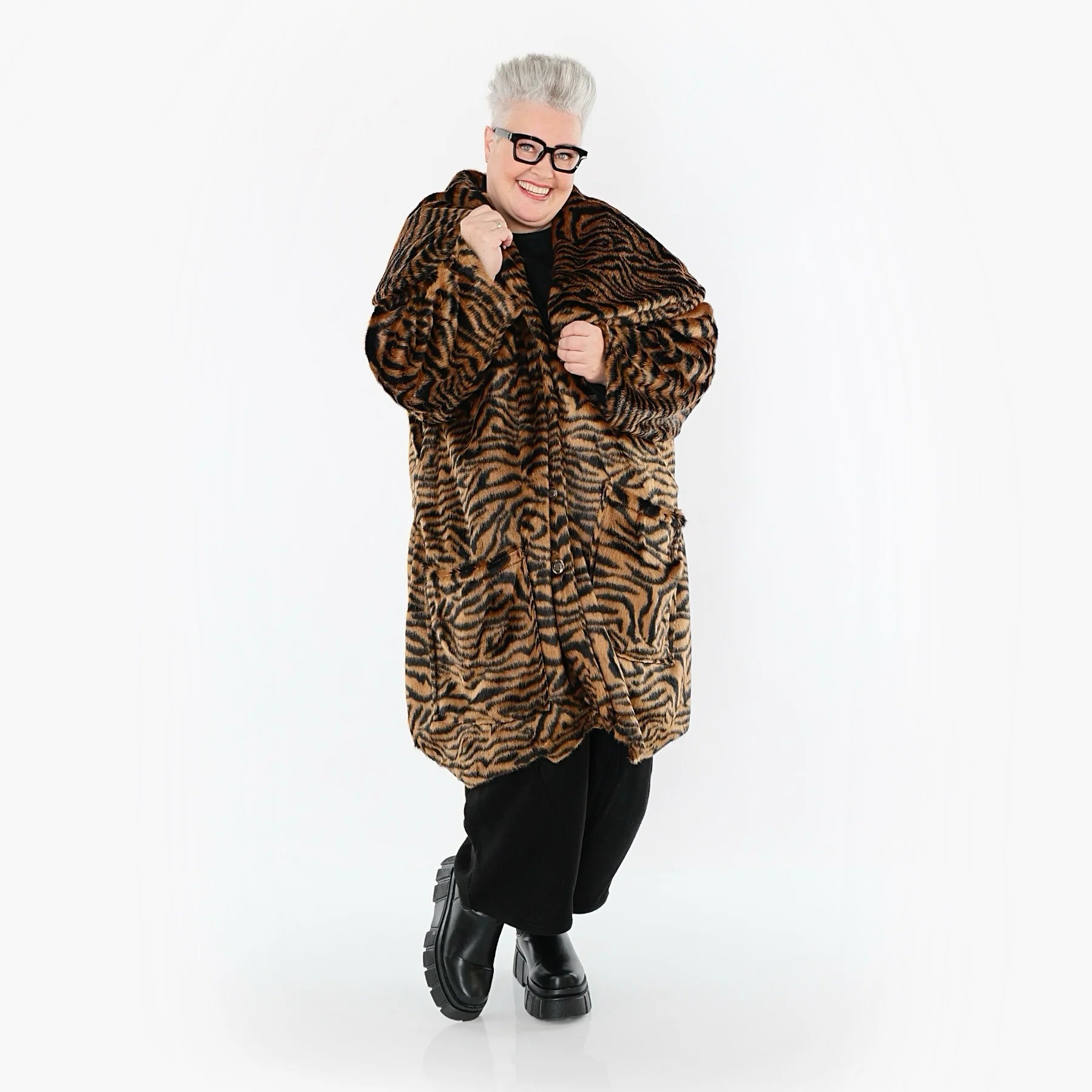  Ballonmantel von AKH Fashion aus Polyester, 1533.01776, Cognac/Schwarz, Zebra, Schick