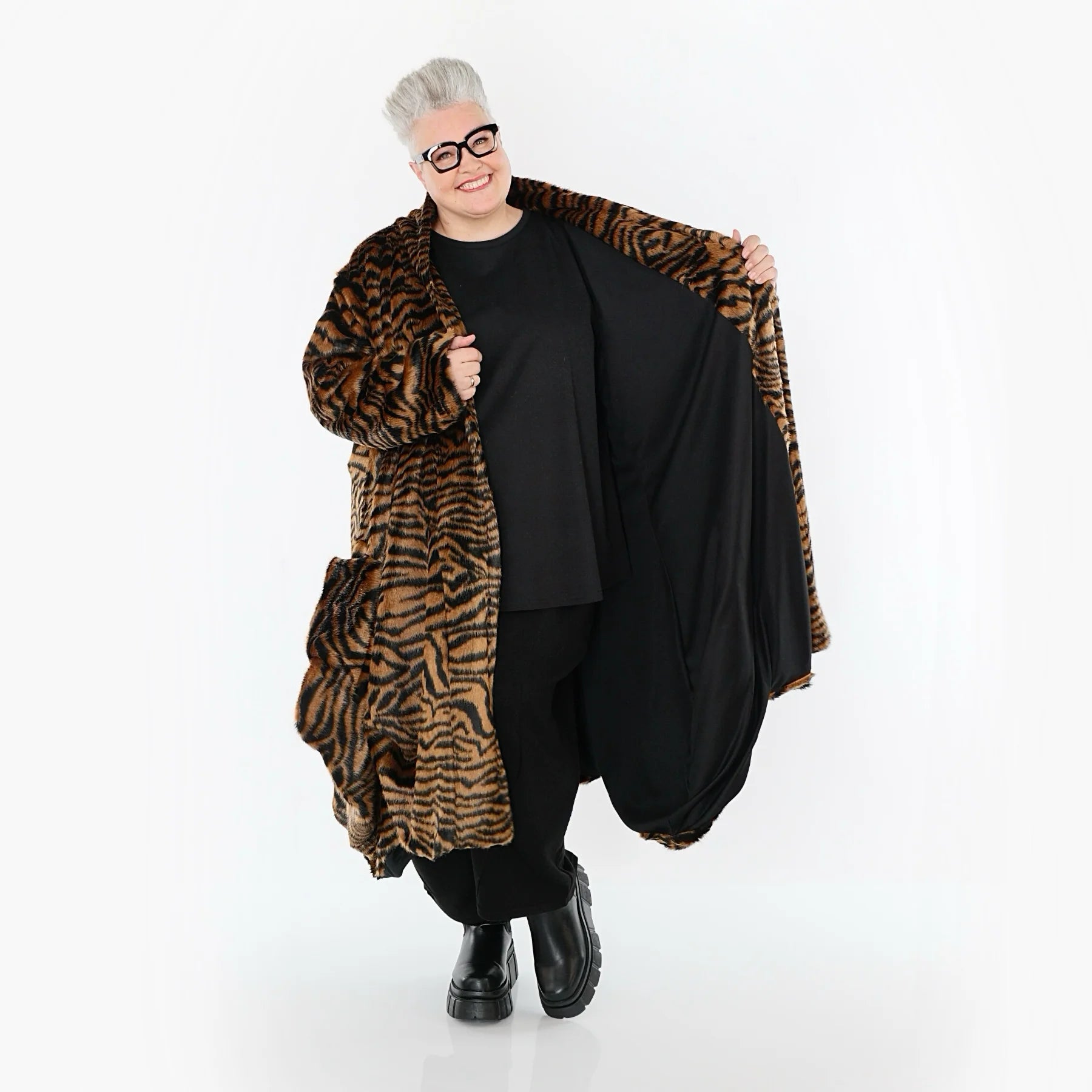  Ballonmantel von AKH Fashion aus Polyester, 1533.06671, Cognac/Schwarz, Zebra, Schick