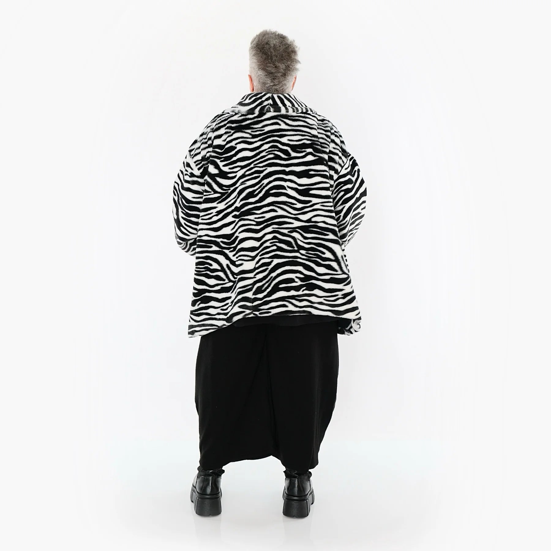  A-Form Jacke von AKH Fashion aus Polyester, 1534.06749, Schwarz/Weiß, Zebra, Ausgefallen