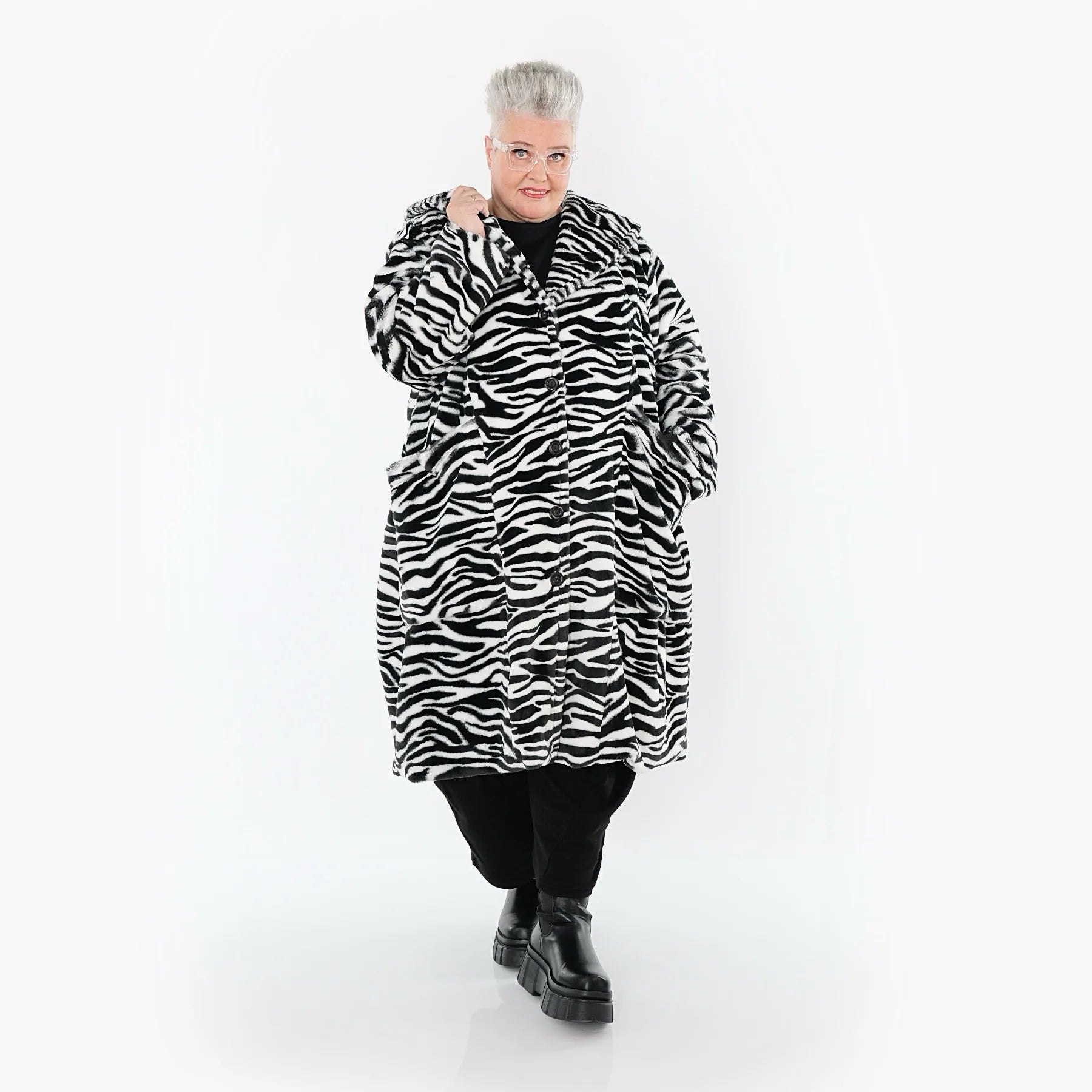  Ballonjacke von AKH Fashion aus Polyester, 1534.06889, Schwarz/Weiß, Zebra, Ausgefallen