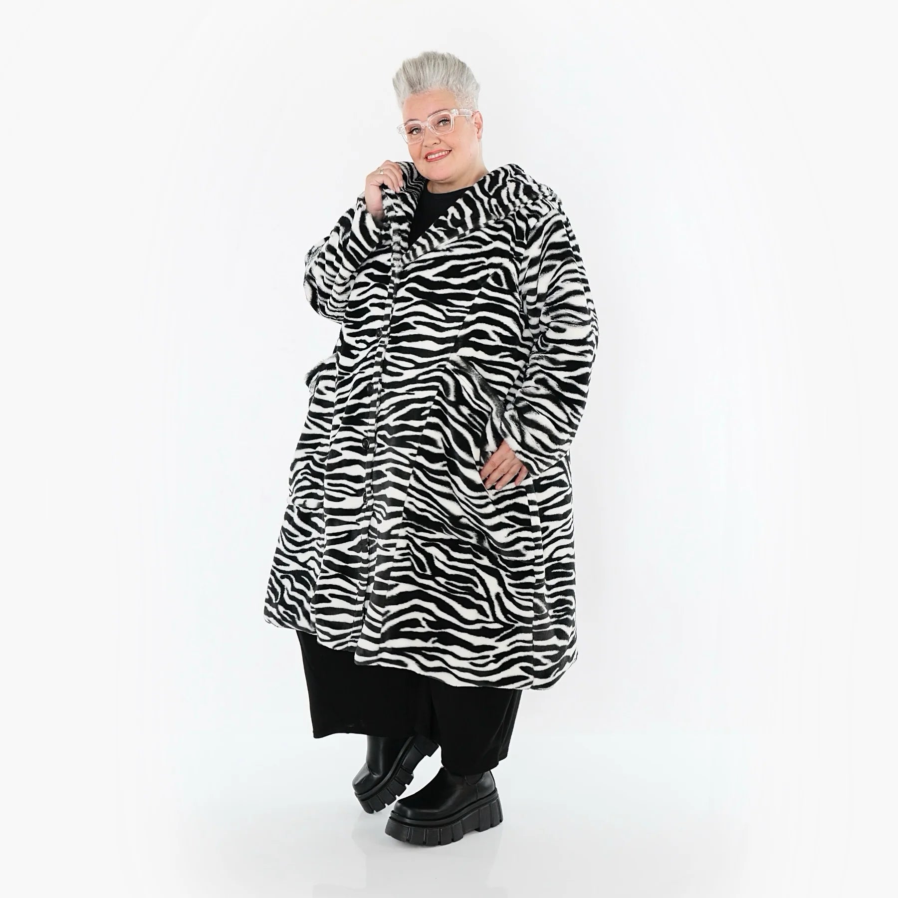  Ballonjacke von AKH Fashion aus Polyester, 1534.06889, Schwarz/Weiß, Zebra, Ausgefallen