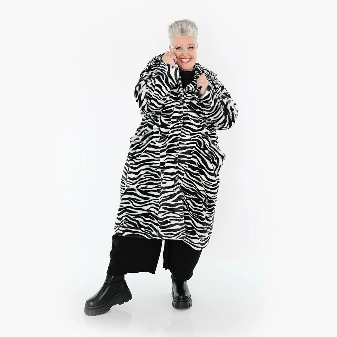  Ballonjacke von AKH Fashion aus Polyester, 1534.06889, Schwarz/Weiß, Zebra, Ausgefallen