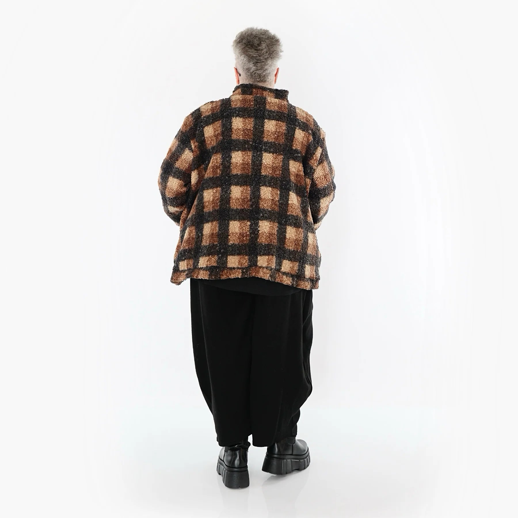  AKH Fashion Jacke in kastiger Form, aus Polyester, 1535.07017, Cognac/Beige/Grau, Kariert