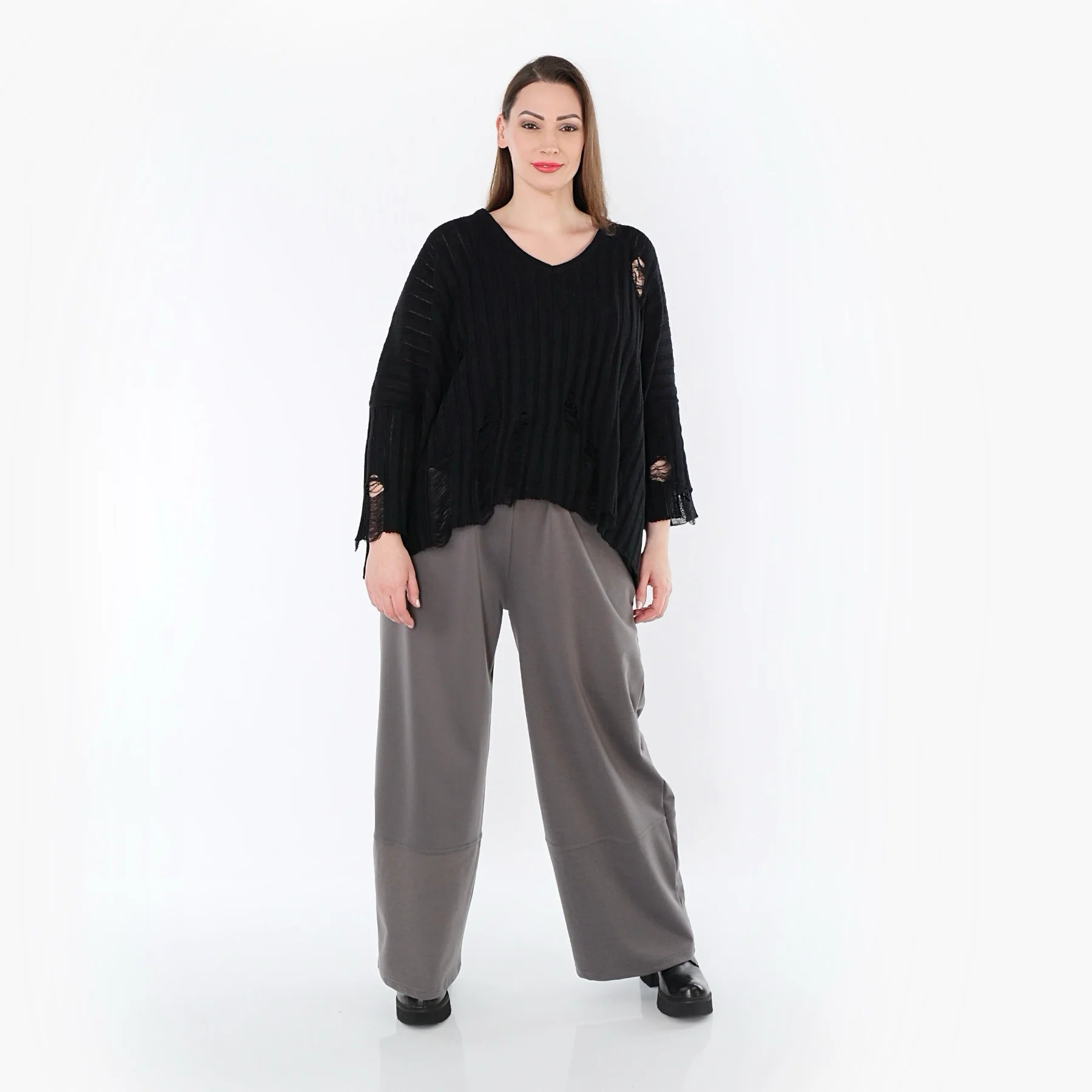  Marlene Hose von AKH Fashion aus Materialmix, 1536.00122, Grau, Ausgefallen, Zeitlos