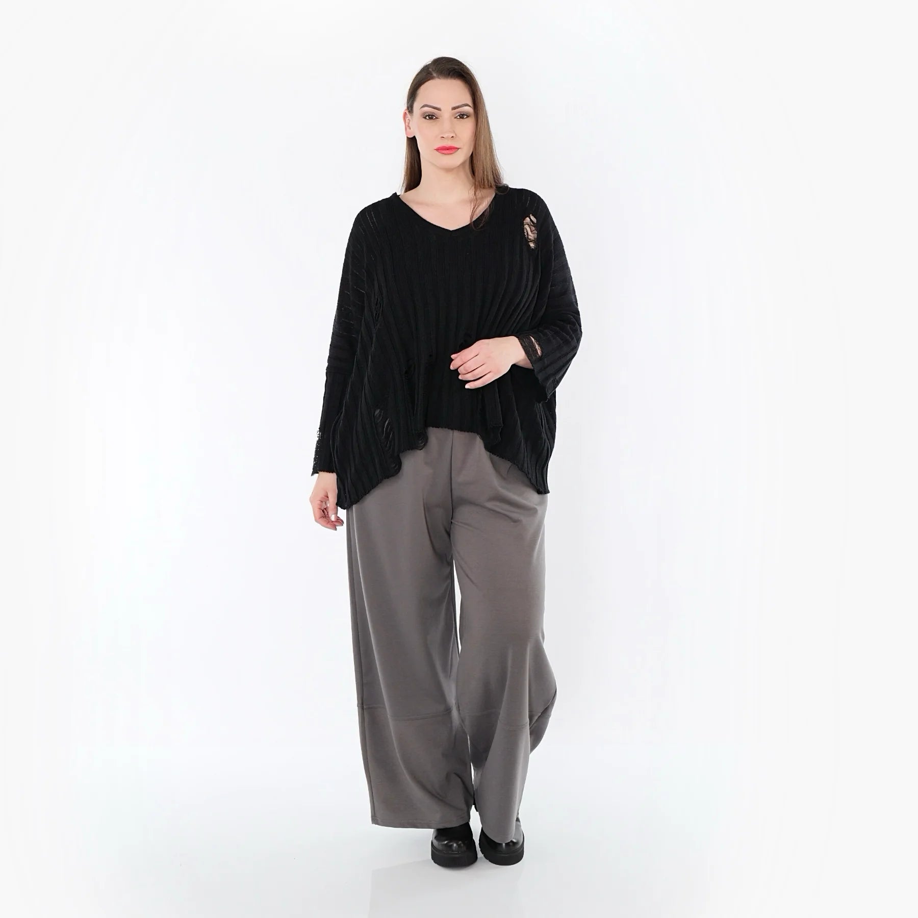  Marlene Hose von AKH Fashion aus Materialmix, 1536.00122, Grau, Ausgefallen, Zeitlos