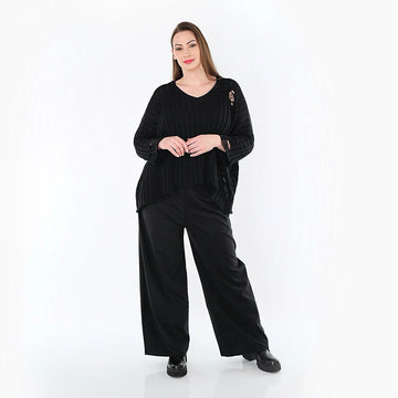  Marlene Hose von AKH Fashion aus Materialmix, 1536.00122, Schwarz, Ausgefallen, Zeitlos