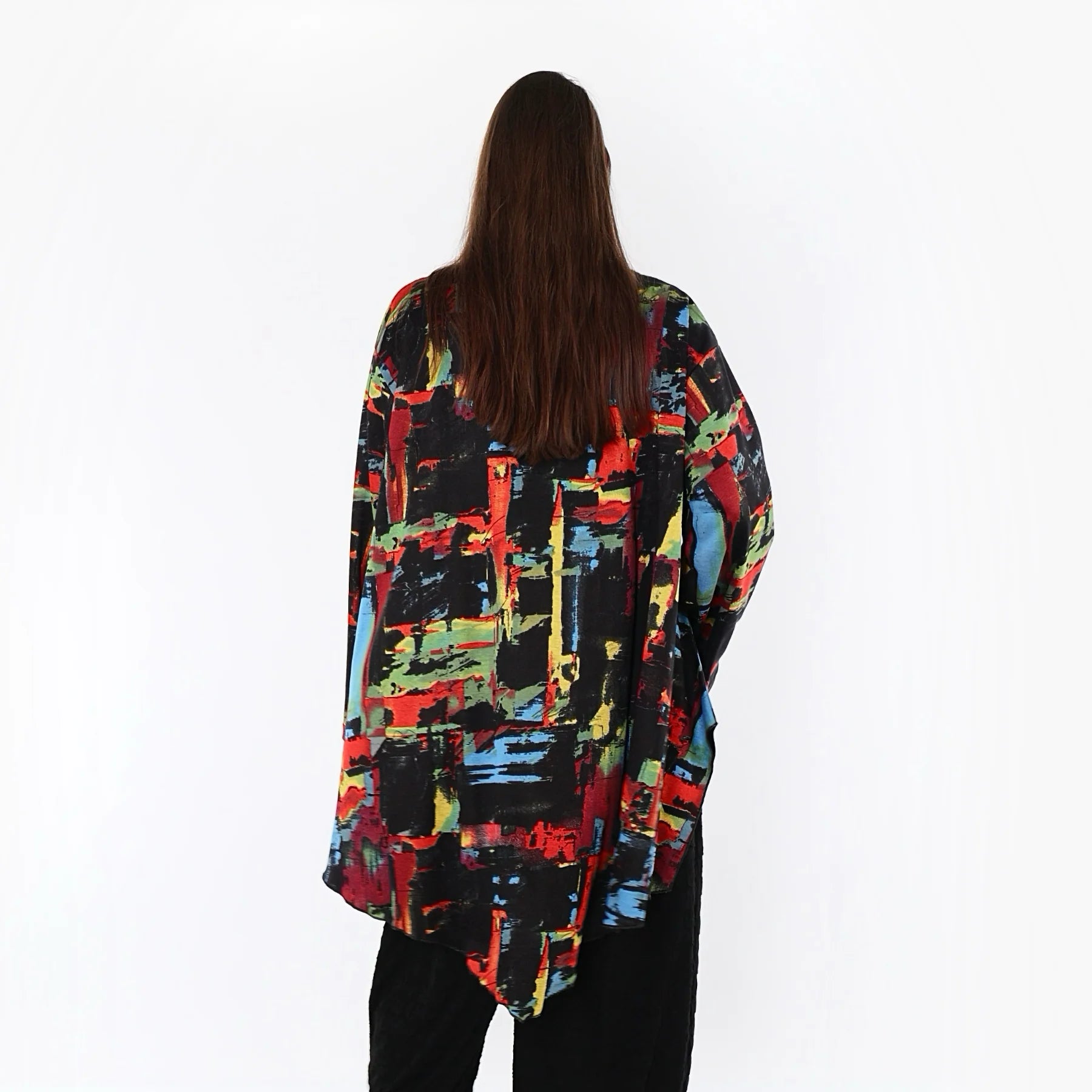  A-Form Bigshirt von AKH Fashion aus Viskose, 1542.07138, Schwarz/Multi, Pinselstrich, Schick