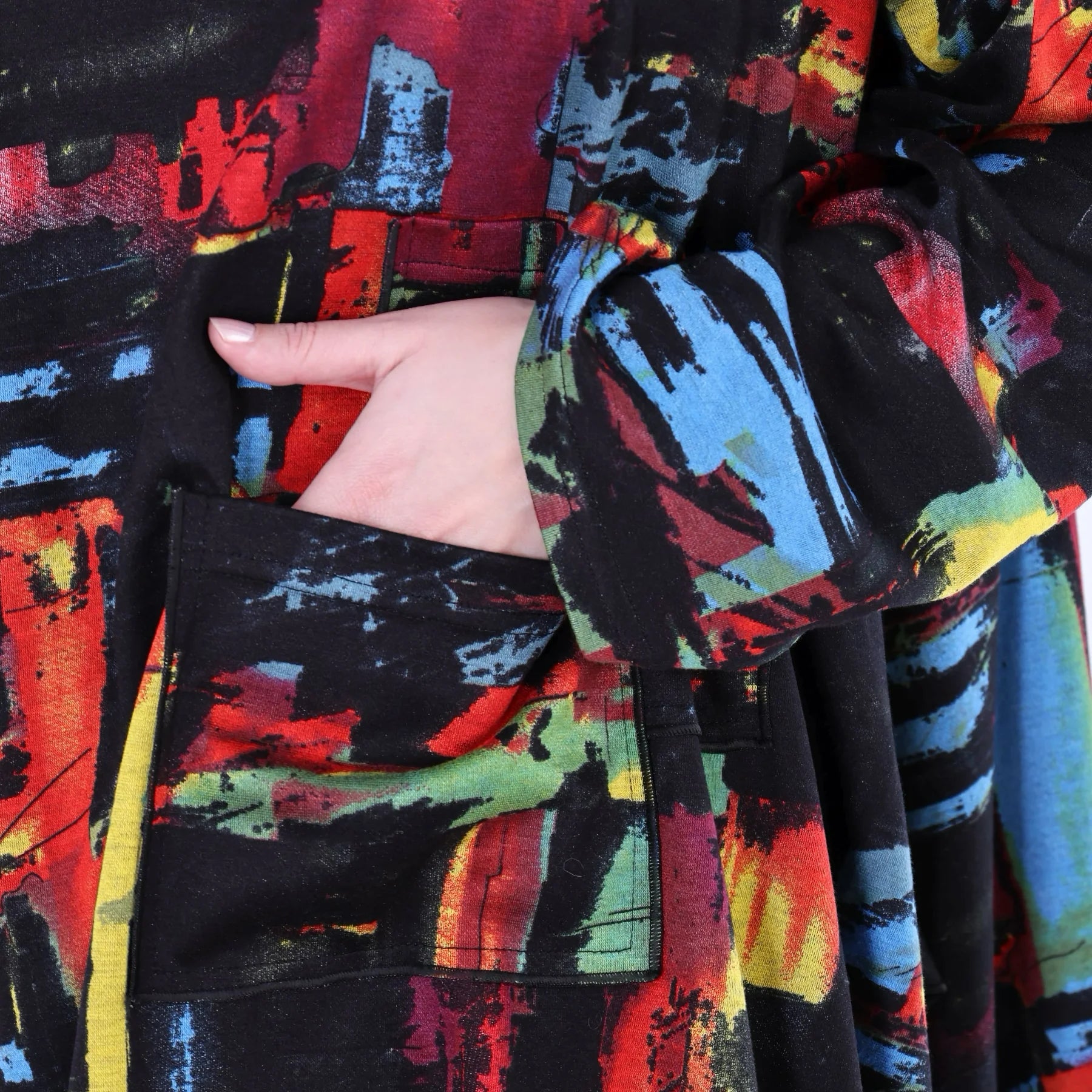  A-Form Bigshirt von AKH Fashion aus Viskose, 1542.07138, Schwarz/Multi, Pinselstrich, Schick