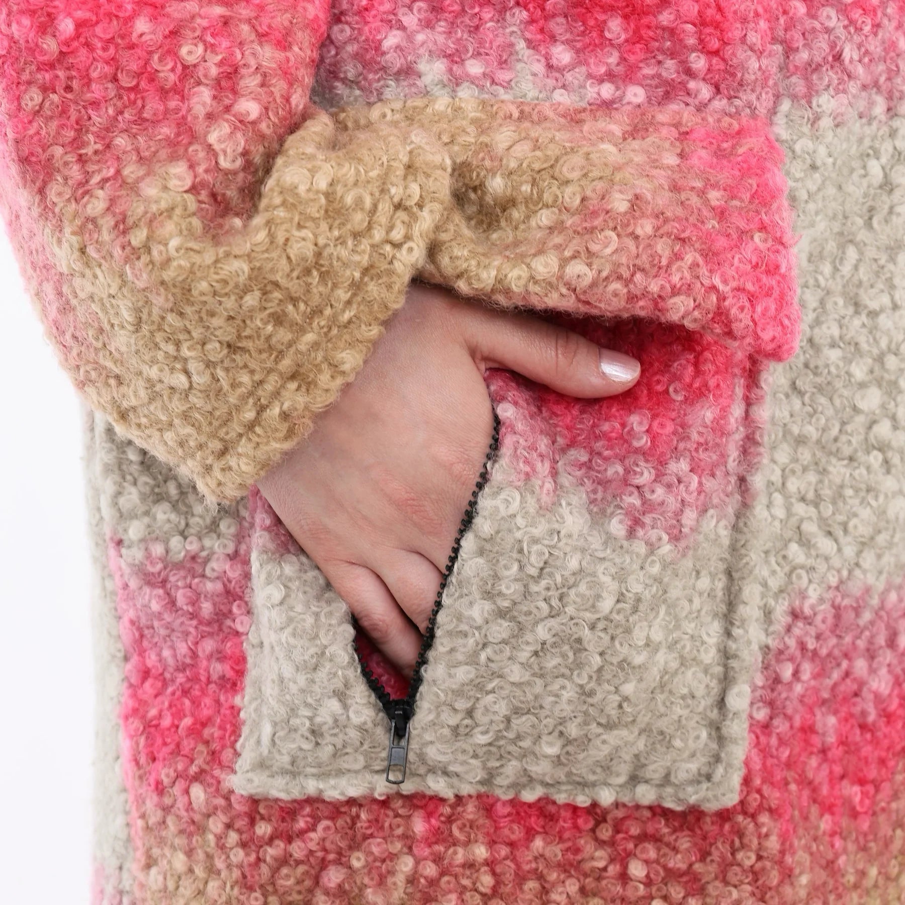  AKH Fashion Mantel in gerader Form, aus Polyester, 1543.06656, Sand/Fuchsia, TwoTone