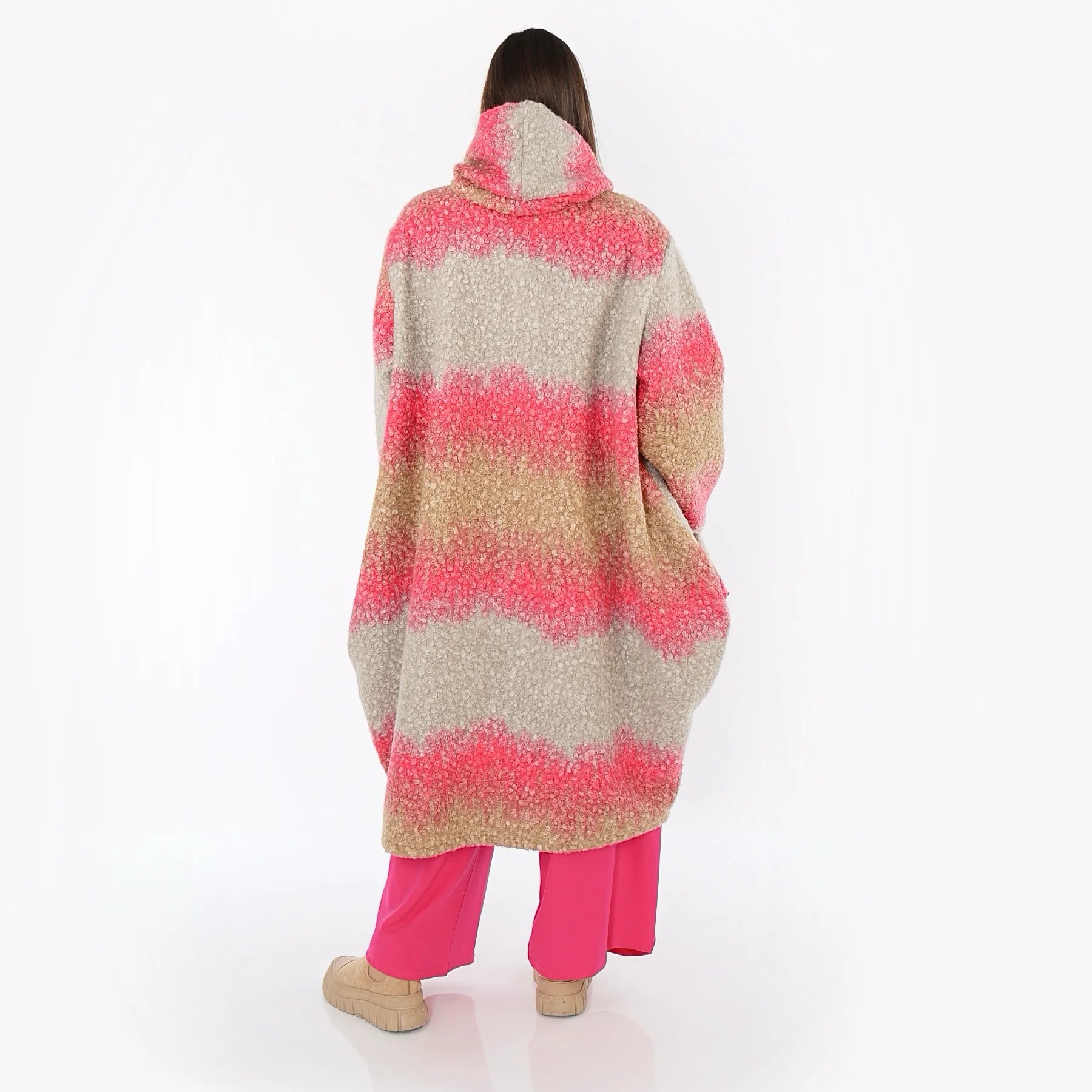  Ballonmantel von AKH Fashion aus Polyester, 1543.07152, Sand/Fuchsia, TwoTone, Schick