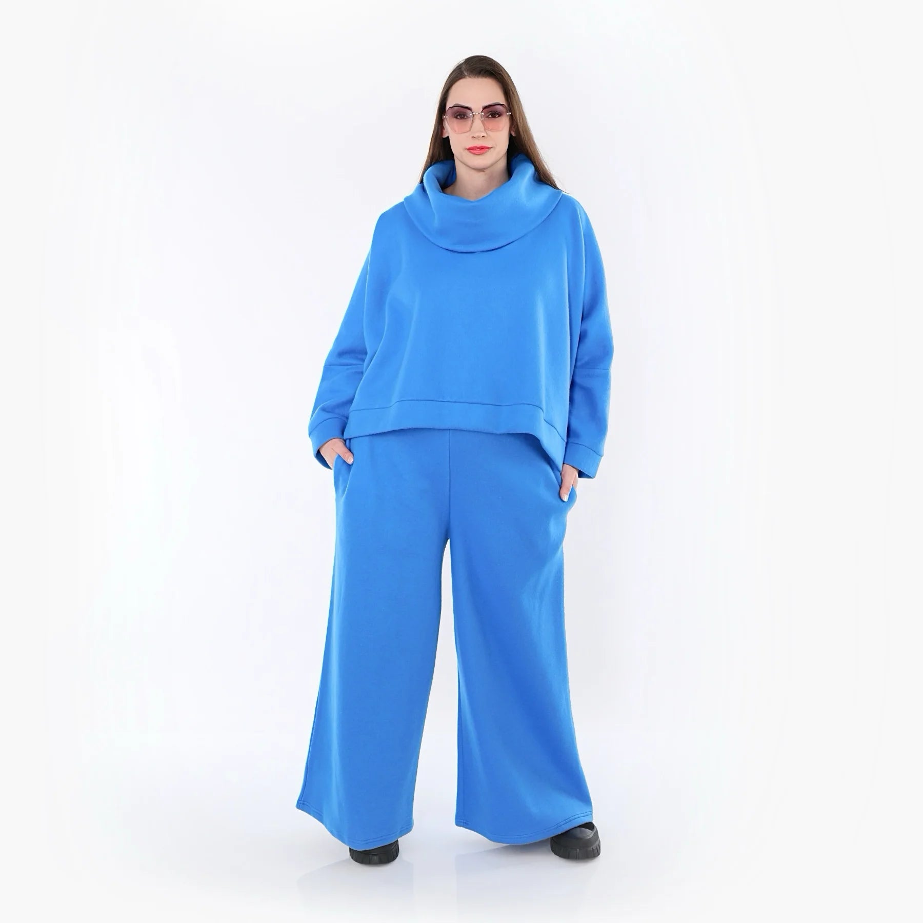AKH Fashion Überwurf in kastiger Form, aus Baumwolle, 1547.7011R, Blau, Ausgefallen