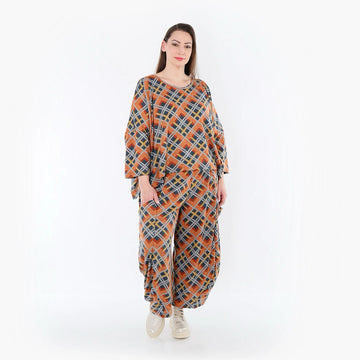  AKH Fashion Überwurf in kastiger Form, aus Materialmix, 1549.03018, Orange/Blau/Grau