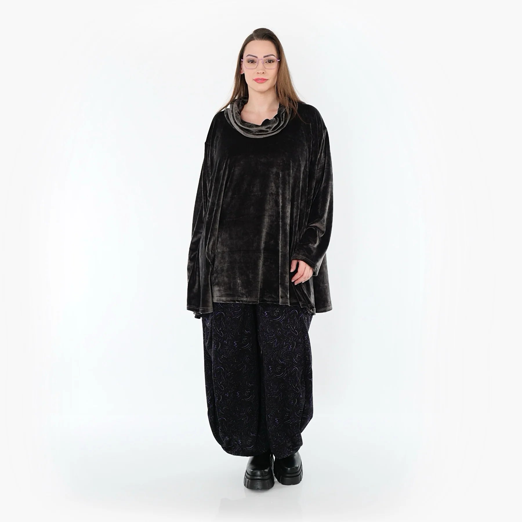  A-Form Bigshirt von AKH Fashion aus Materialmix, 1555.0593R, Anthrazit, Ausgefallen, Zeitlos