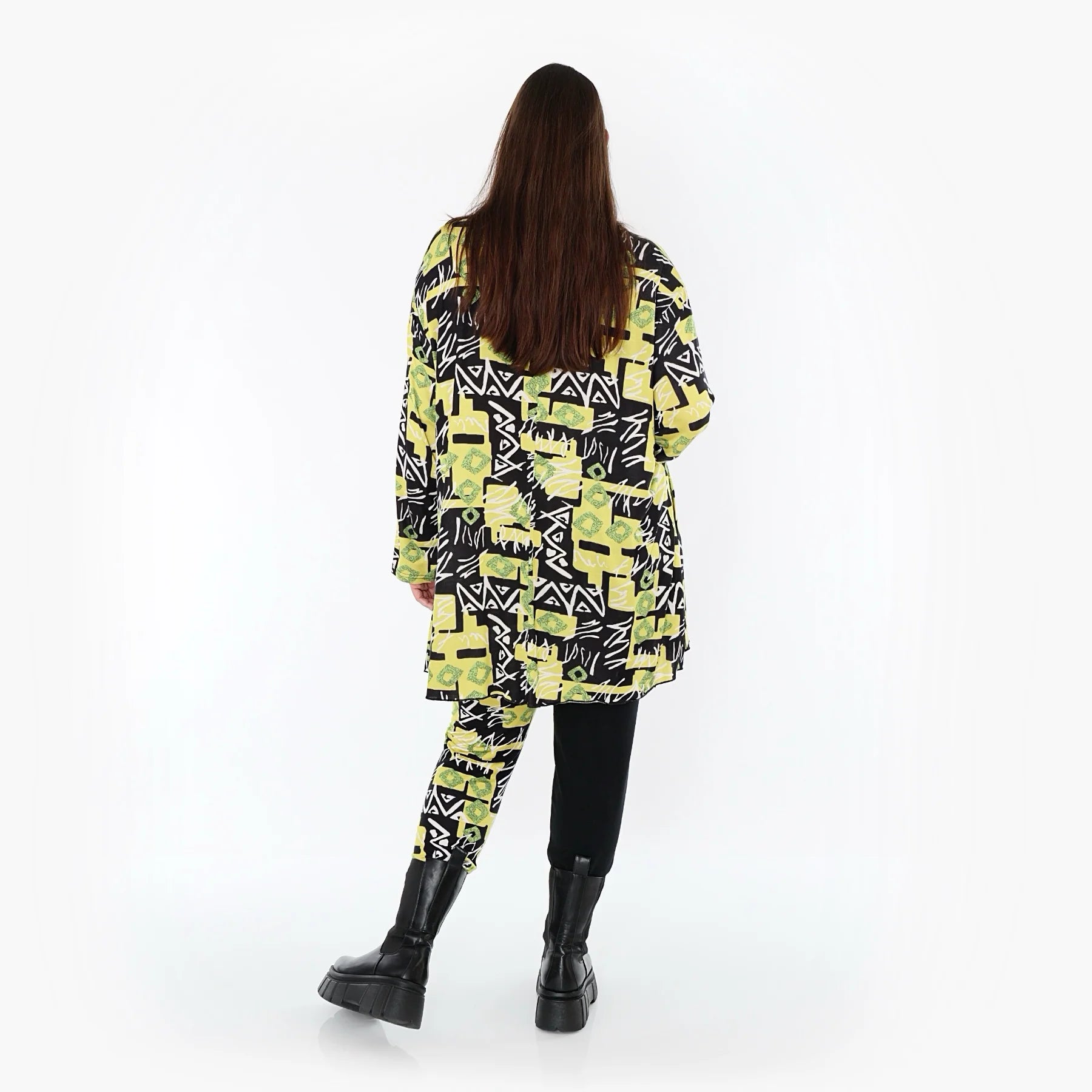  AKH Fashion Shirt in Glocken-Form, aus Viskose, 1556.01892, Gelb/Multi, Abstrakt, Schick