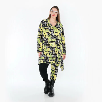  A-Form Bigshirt von AKH Fashion aus Viskose, 1556.03371, Gelb/Multi, Abstrakt, Ausgefallen