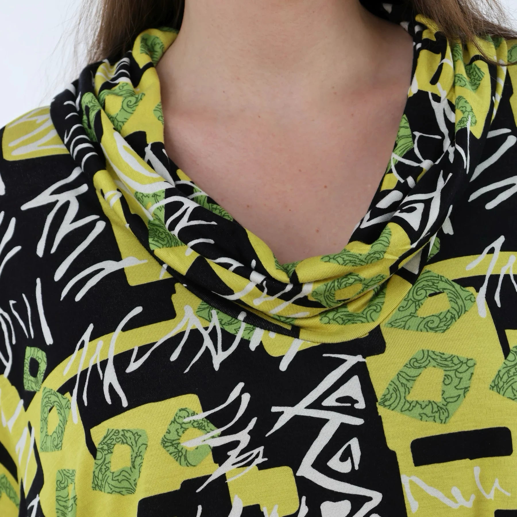  A-Form Bigshirt von AKH Fashion aus Viskose, 1556.03371, Gelb/Multi, Abstrakt, Ausgefallen