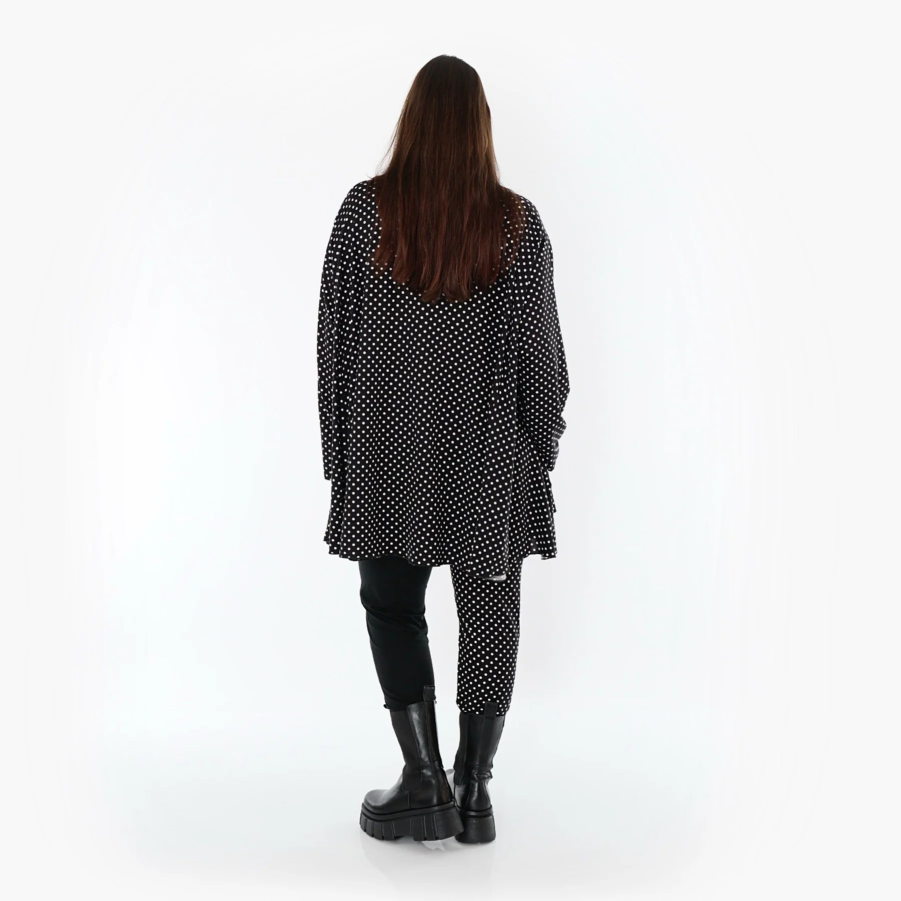  A-Form Bigshirt von AKH Fashion aus Viskose, 1557.00593, Schwarz/Weiß, Punkte, Ausgefallen