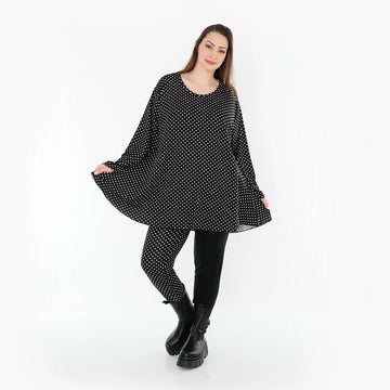  AKH Fashion Shirt in Glocken-Form, aus Viskose, 1557.01892, Schwarz/Weiß, Punkte, Schick