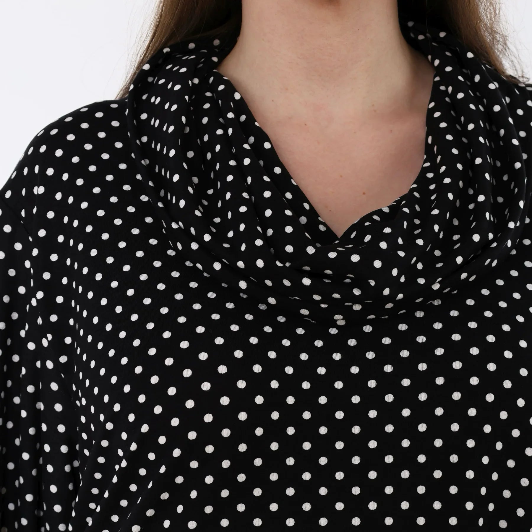  A-Form Bigshirt von AKH Fashion aus Viskose, 1557.03371, Schwarz/Weiß, Punkte, Ausgefallen