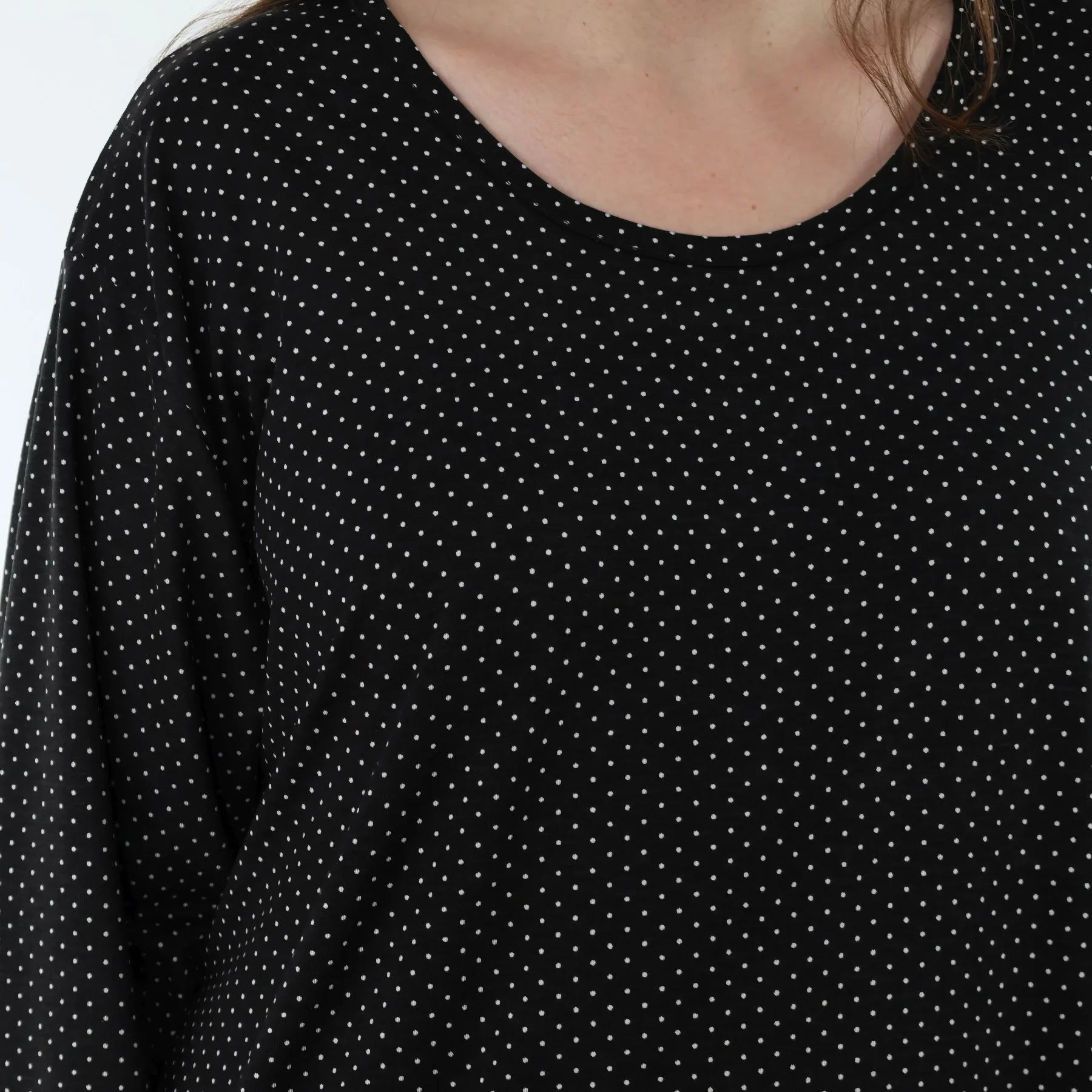  AKH Fashion Shirt in Glocken-Form, aus Viskose, 1558.01892, Schwarz/Weiß, Punkte, Schick