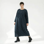  Ballonkleid von AKH Fashion aus Polyester, 1562.01926, Blau/Schwarz, Kariert, Ausgefallen