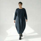  Ballonkleid von AKH Fashion aus Polyester, 1562.01926, Blau/Schwarz, Kariert, Ausgefallen