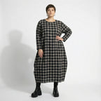  Ballonkleid von AKH Fashion aus Polyester, 1562.01926, Grau/Schwarz, Kariert, Ausgefallen