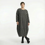  Ballonkleid von AKH Fashion aus Polyester, 1562.01926, Grau/Schwarz, Kariert, Ausgefallen