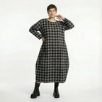  Ballonkleid von AKH Fashion aus Polyester, 1562.01926, Grau/Schwarz, Kariert, Ausgefallen