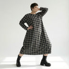  Ballonkleid von AKH Fashion aus Polyester, 1562.01926, Grau/Schwarz, Kariert, Ausgefallen