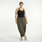  Ballonhose von AKH Fashion aus Polyester, 1562.08069, Sand/Schwarz, Kariert, Ausgefallen