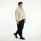  AKH Fashion Bigshirt in kastiger Form, aus Materialmix, 1569.03019, Beige/Weiß, Streifen