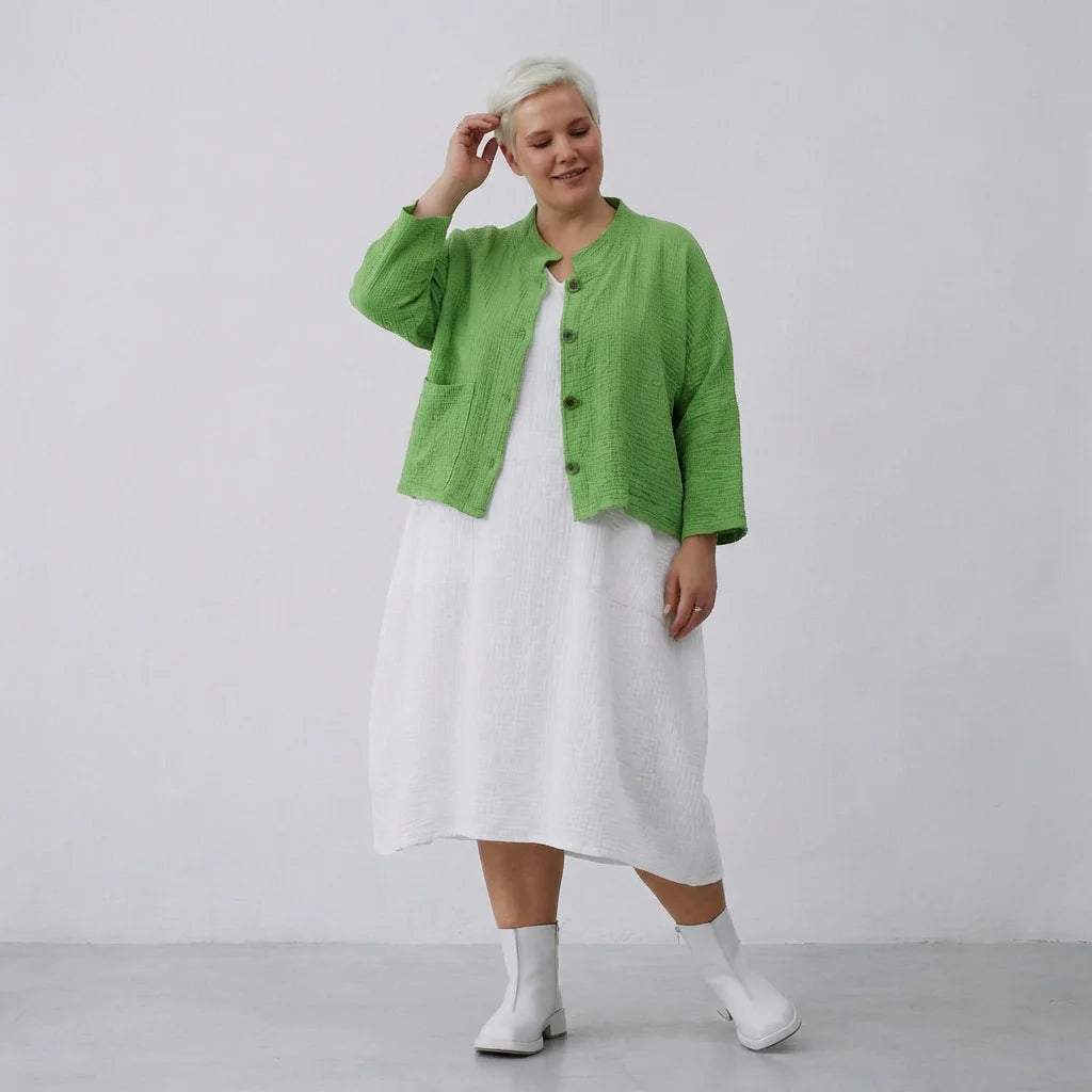 AKH Fashion Jacke in kastiger Form, aus Baumwolle, 1573.06929, Grün, Kariert, Ausgefallen