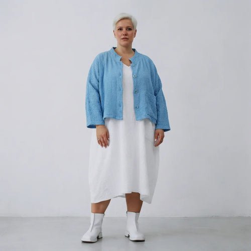  AKH Fashion Jacke in kastiger Form, aus Baumwolle, 1573.06929, Türkis, Kariert, Schick