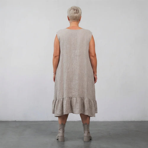  A-Form Kleid von AKH Fashion aus Baumwolle, 1573.07023, Beige, Kariert, Ausgefallen