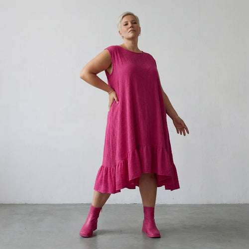  A-Form Kleid von AKH Fashion aus Baumwolle, 1573.07023, Fuchsia, Kariert, Ausgefallen