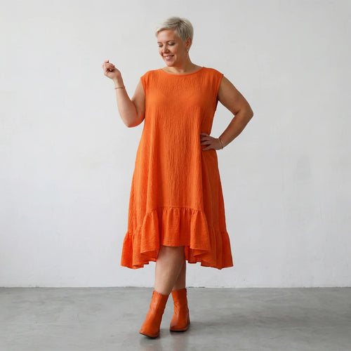  A-Form Kleid von AKH Fashion aus Baumwolle, 1573.07023, Orange, Kariert, Ausgefallen