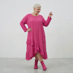  AKH Fashion Kleid in asymmetrischer Form, aus Baumwolle, 1573.07024, Fuchsia, Kariert