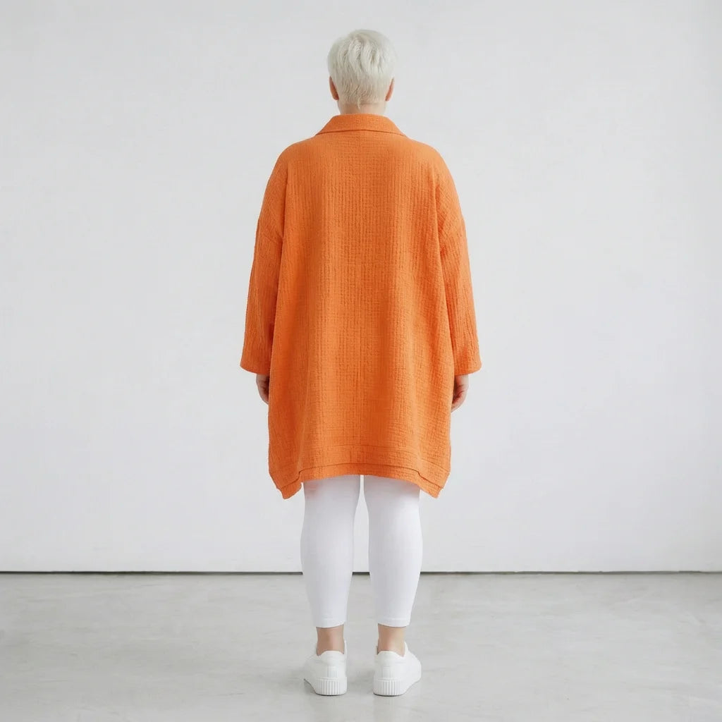  A-Form Bluse von AKH Fashion aus Baumwolle, 1573.07110, Orange, Kariert, Ausgefallen