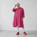Ballon Bluse von AKH Fashion aus Baumwolle, 1573.07117, Fuchsia, Kariert, Ausgefallen