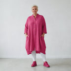 Ballon Bluse von AKH Fashion aus Baumwolle, 1573.07117, Fuchsia, Kariert, Ausgefallen