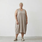  Ballonkleid von AKH Fashion aus Baumwolle, 1573.07118, Beige, Kariert, Ausgefallen, Schick
