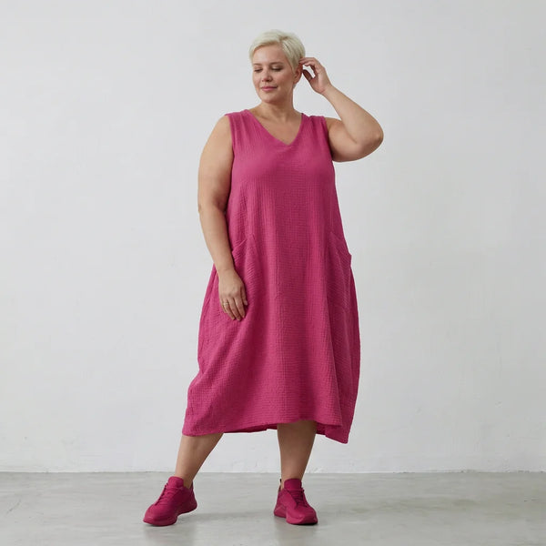  Ballonkleid von AKH Fashion aus Baumwolle, 1573.07118, Fuchsia, Kariert, Ausgefallen