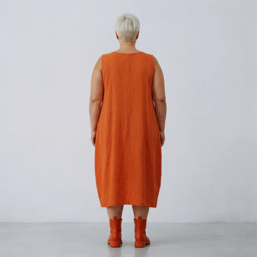  Ballonkleid von AKH Fashion aus Baumwolle, 1573.07118, Orange, Kariert, Ausgefallen