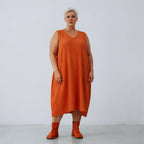  Ballonkleid von AKH Fashion aus Baumwolle, 1573.07118, Orange, Kariert, Ausgefallen