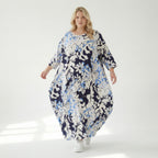  Ballonkleid von AKH Fashion aus Viskose, 1574.01926, Weiß/Marine/Blau, Blumen, Schick