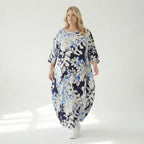  Ballonkleid von AKH Fashion aus Viskose, 1574.01926, Weiß/Marine/Blau, Blumen, Schick
